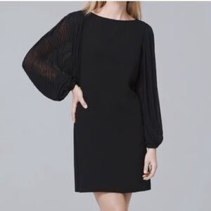 White House Black Market Black Dress with Pleated Sleeves size 6